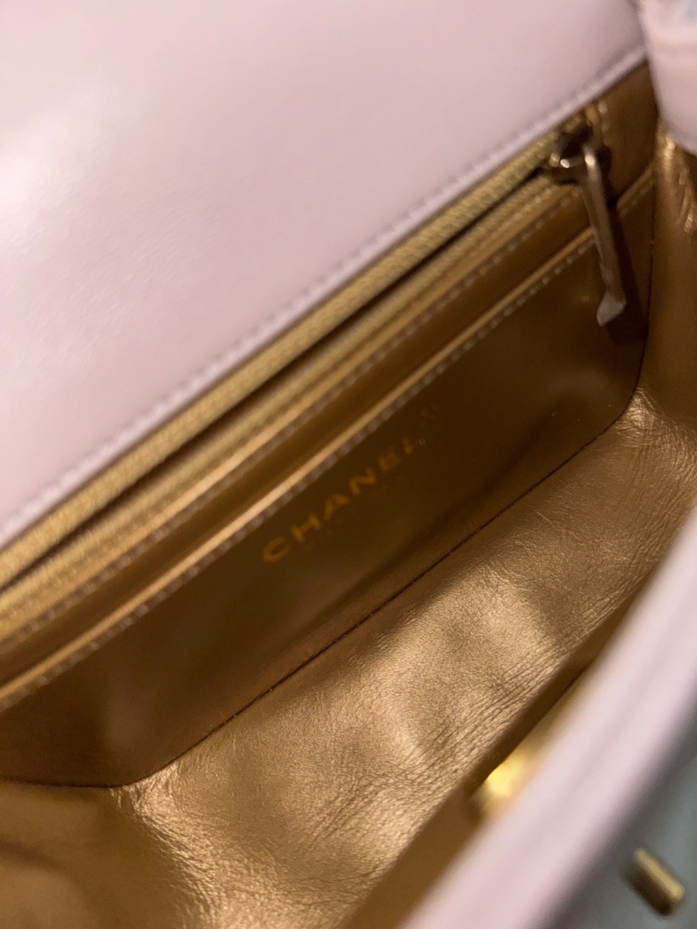 CHANEL Mini Square Pearl Crush Flap Bag in Light Purple with Gold Hardware - Picture 10 of 14